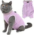 Cat Surgery Recovery Suit Female Medium, Kitten Onesie Bodysuit for Cat After Surgery, Cone of Shame Alternative Suit for Cat Anti Licking Spay Abdominal Wounds Skin Diseases Protection (Purple, M)