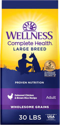 Wellness Complete Health Dry Dog Food, Large Breed, Wholesome Grains, Natural, Chicken & Brown Rice Recipe, (30-Pound Bag)