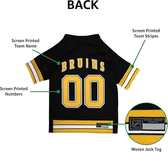 Pets First NHL Boston Bruins Jersey for Dogs & Cats, X-Small. - Let Your Pet Be A Real NHL Fan!