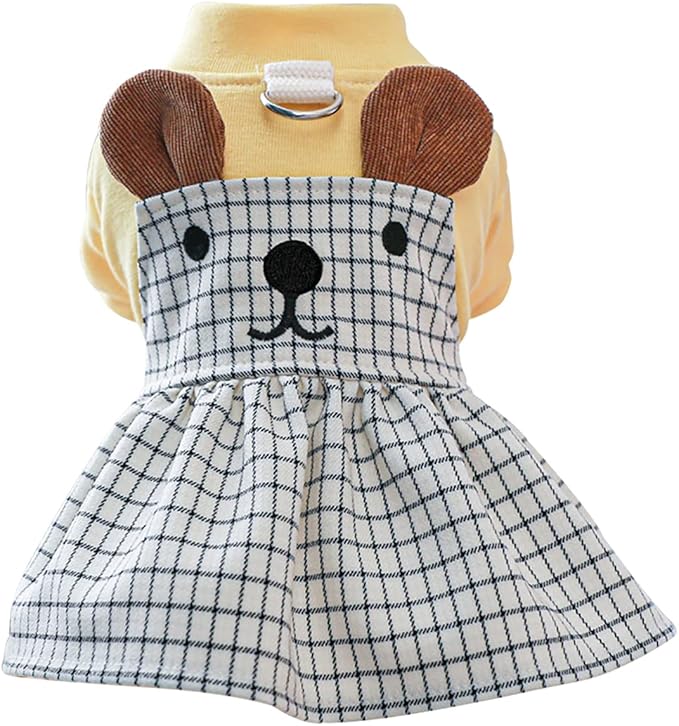 Dog Clothes Cute Cartoon Bear Dog Dress for Small Dogs Summer Lightweight Breathable Girls Dog Outfits Puppy Cotton Holiday Princess Dress Chihuahua Yorkies Sundress
