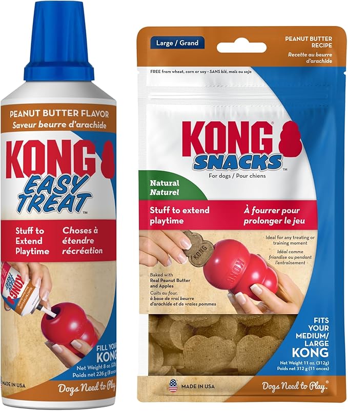 KONG Peanut Butter Snacks & Easy Treat Spray - Large Dog Treats for Training & Playtime