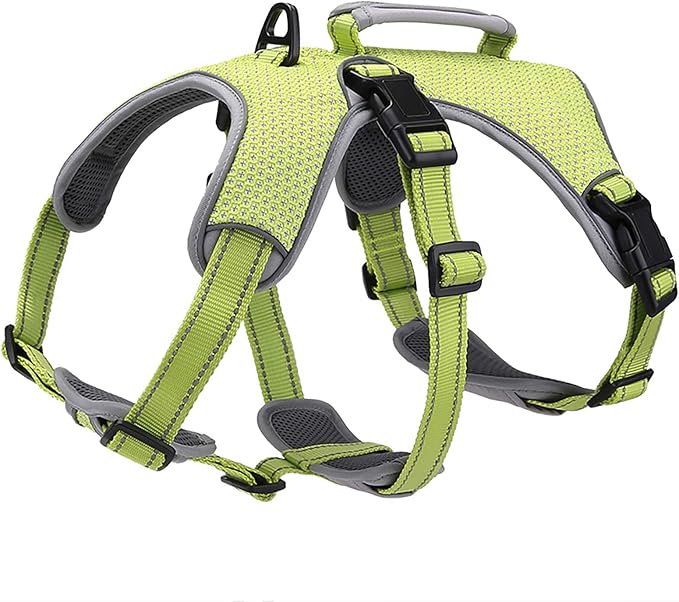 BELPRO Multi-Use Support Dog Harness, Escape Proof No Pull Reflective Adjustable Vest with Durable Handle, Dog Walking Harness for Big/Active Dogs (Green, L)