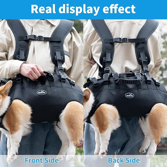Wakytu Dog Lift Harness Sling Carrier for Dogs Hind Leg Stair Support Old, Disabled, Joint Injuries, Arthritis, Large Dogs Up and Down Stairs, Cars(33-66 LBS)