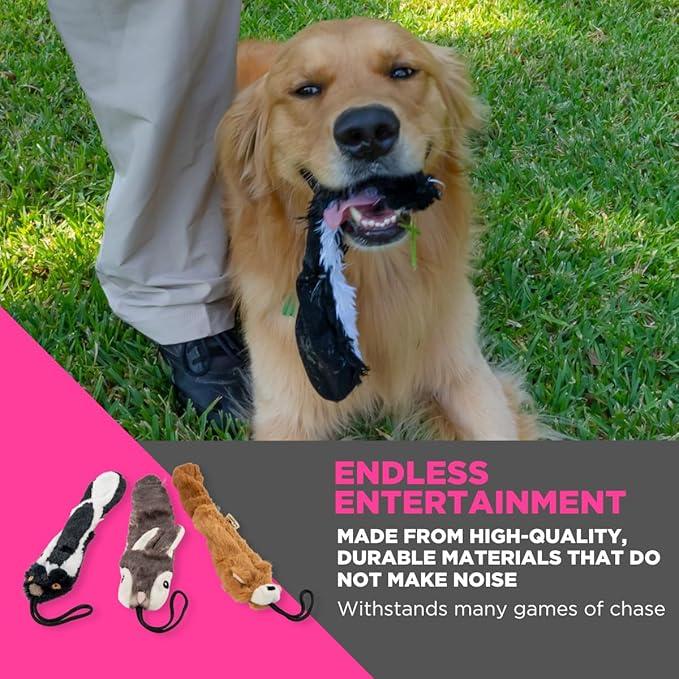 SwiftPaws Critter Pack - For Dogs - Soft Fabric Animal Flags - Stuffing + Noise Free - Durable Construction - Provides Exercise and Stimulation - For Use with SwiftPaws Lure Course or Flirt Pole - 14”