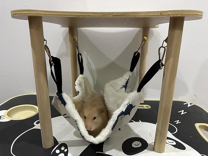 Guinea Pig Hideout Hammock with Wooden Stand, Guinea Pig Accessories for Cage, Small Animal Hammock Toys for Guinea Pigs Piggies Dwarf Rabbit Chinchilla Ferrets Rat Hamster