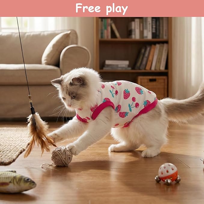 FEimaX Cat Surgery Recovery Suit Cat Onesie for Cats After Surgery Spay Surgical Cone of Shame Alternative Surgical Spay Suit for Female Cat, Post-Surgery or Skin Diseases Protection