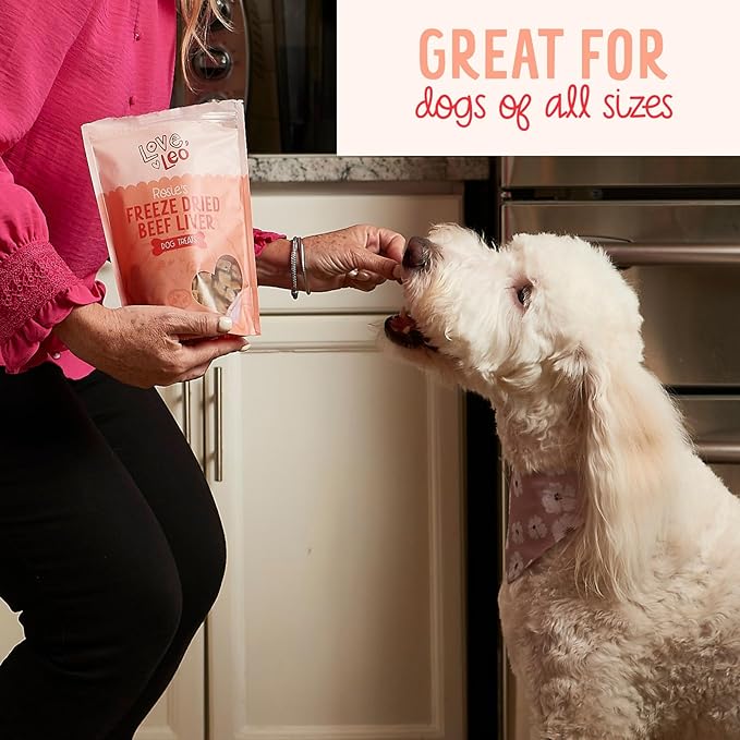 Love Leo Freeze Dried Beef Liver Dog Treats - Fill Their Bellies with Love Healthy Pet Training Treats - All Natural, Single Ingredient, High Protein - 4oz