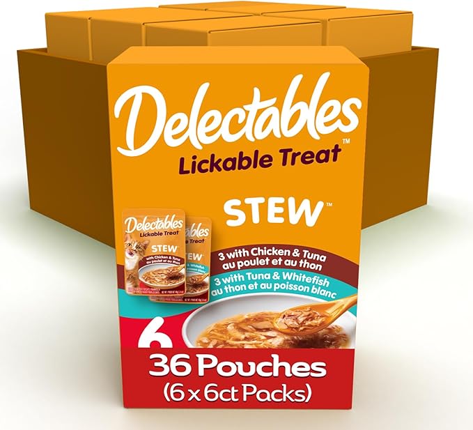 Delectables Hartz Stew Lickable Wet Cat Treats Variety Pack, 36 Count