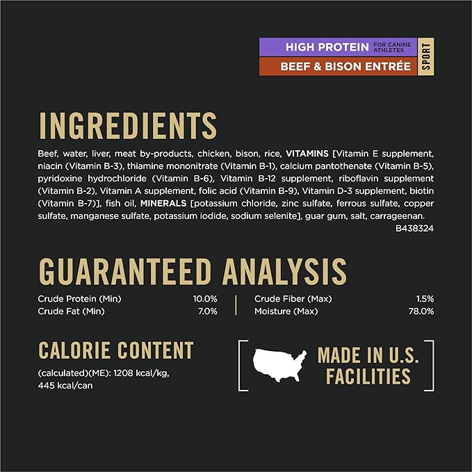 Purina Pro Plan Sport High Protein Wet Dog Food, Beef and Bison Entrée and Turkey, Duck and Quail Entrée Variety Pack - (Pack of 12) 13 oz. Cans