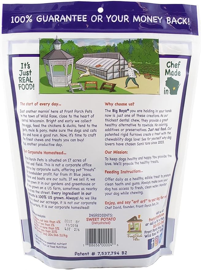 Sam'S Yams Big Boyz Sweet Potato Dog Treats, 15 Oz, 425 Grams