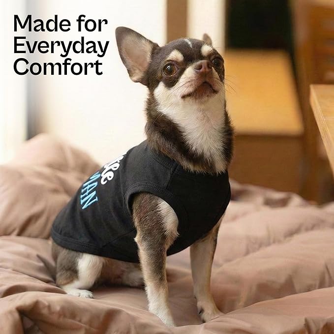 Parisian Pet Dog Shirt – 100% Cotton Shirts for Small Dogs – Sleeveless Black Puppy Vest – Lightweight and Breathable Pet Apparel – Funny Summer Boy Dog Clothes - Stretchy Cute T Shirts for Dogs