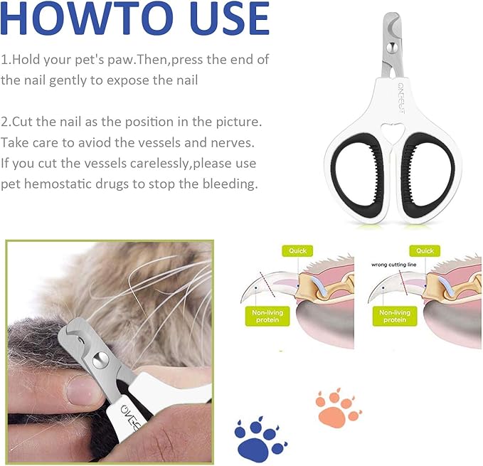 OneCut Pet Nail Clippers, Update Version Cat & Kitten Claw Nail Clippers for Trimming, Professional Pet Nail Clippers Best for a Cat, Puppy,Rabbit, Kitten & Small Dog,Sharp & Safe (Black)