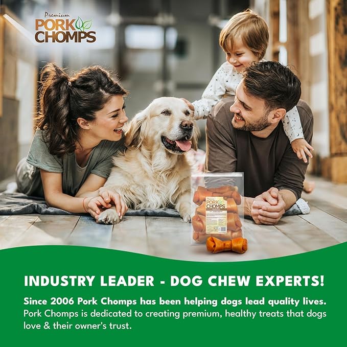 Pork Chomps Roasted Pork Skin Dog Chews, 6-inch Knots, 6 Count