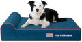 The Dog’s Bed Orthopedic Memory Foam Dog Bed with Headrest, Calming Surface – CertiPUR-Certified Foam, Oxford Fabric, Blue with Red Trim USA Flag, Large, 6-Inch