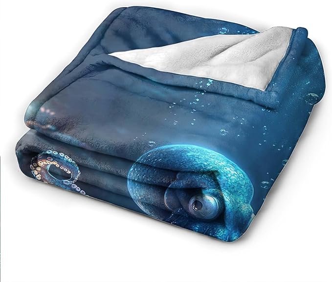 Octopus Throw Blanket Ocean Octopus Stuff Gifts for Kids Girls Boys Adults Women Man Soft Cozy Warm Plush Fluffy Fuzzy Fleece Blanket Decor 50''X60''