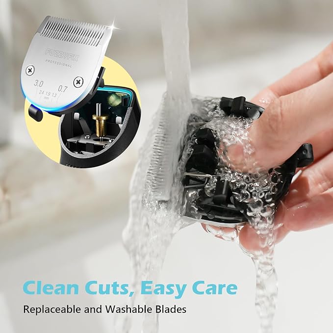 Dog Clippers for Grooming with 5-in-1 Blade, Dog Grooming Kit Cordless Rechargeable Hair Trimmer Detachable Stainless Steel Blade Pet Shaver for Small Puppy Paw Face Head Body