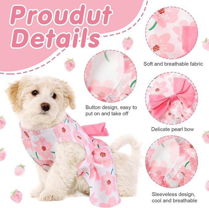 Saintrygo 5 Pieces Floral Dog Dress Cute Dog Skirt Pet Dresses Pet Clothes Dresses Cat Princess Bowknot Clothes Puppy Outfits for Yorkie Puppy Cat, 5 Styles(Cute Style,Medium)