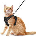 Rttochfy Cat Harness and Leash Set, Adjustable and Reflective Cat Vest, Escape Proof Kitten Harness, Easy to Put on with 3 Buckles for Cats Walking and Traveling (Black, S)