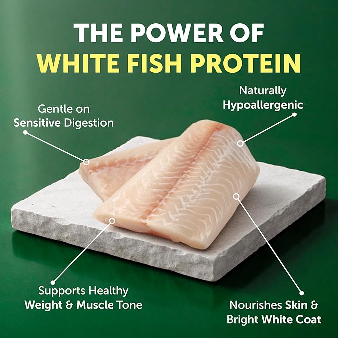 Nature's Protection Dry Dog Food for Small Breed - High Protein, Grain-Free, Anti-Tear Stain Diet for White & Light Fur Adult Dogs, Small Bites Kibble (Superior Care - White Fish, 3.3 lb)