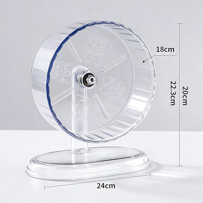 Hamster Exercise Wheel,Super-Silent Small Animals Exercise Wheels,Quiet Hamster Running Wheels with Adjustable Stand for Hamsters,Gerbils,Rats,Other Small Pets(Transparent, 7 inch)