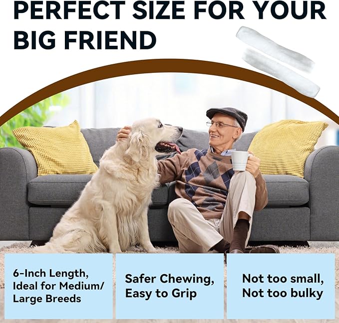 Rawhide Rolls for Dogs, Long Lasting Beef Hide Chews- Medium to Large Dogs, All Natural Ingredient Dog Rawhide Bones, Digestible Dog Chew Treats (B)