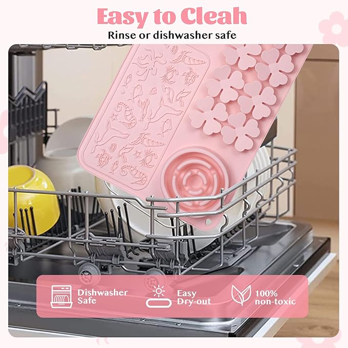 Silicone Lick Mat for Dogs & Cats – Slow Feeder Dog Bowl, Non-Slip Licking Mat for Large & Small Breeds, Puzzle Feeder & Snuffle Mat for Fast Eaters, Interactive Pet Food Mat with Measuring Spoon