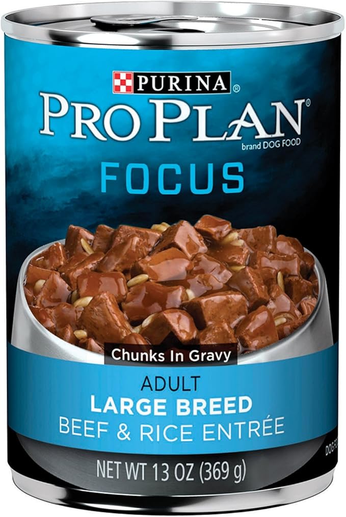 Purina Pro Plan Gravy Wet Dog Food for Large Dogs, Large Breed, Beef and Rice Entrée - (Pack of 12) 13 oz. Cans