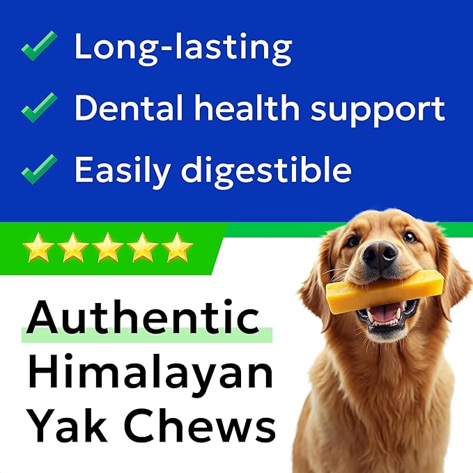 BARK&SPARK Yak Cheese Himalayan Dog Chews - 100% Natural & Long Lasting Dog Treats, Yak Milk Chews for Small, Medium & Large Dogs (1 Large Chew)