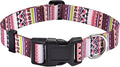 Dog Collar with Bohemia Floral Tribal Geometric Patterns - Soft Ethnic Style Collar Adjustable for Small Medium Large Dogs(Pink Bohemia,M)
