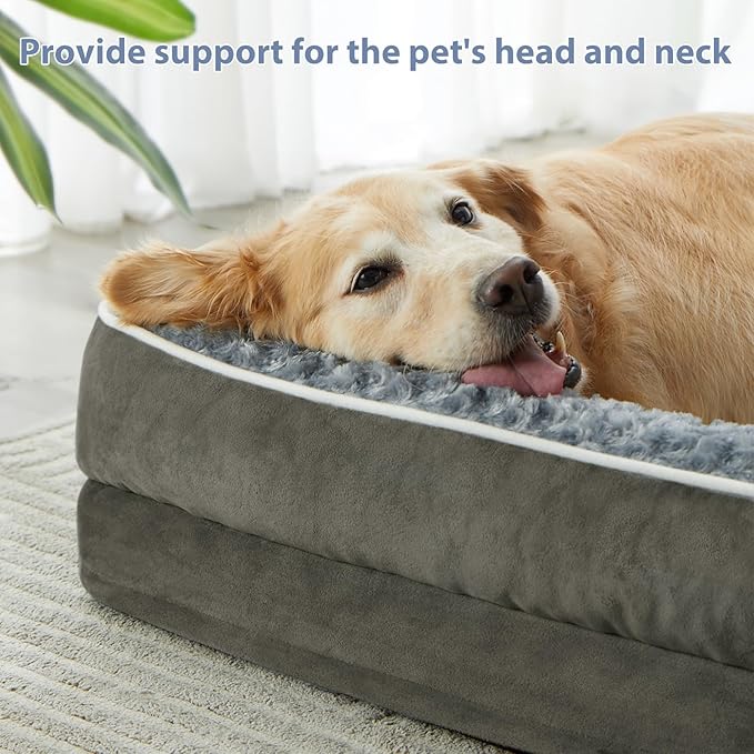 BFPETHOME Orthopedic Dog Beds for Large Dogs-Waterproof Sofa Dog Bed with Removable Washable Cover, Big Pet Bed with Waterproof Lining and Nonskid Bottom,Pet Bed for Large Dogs
