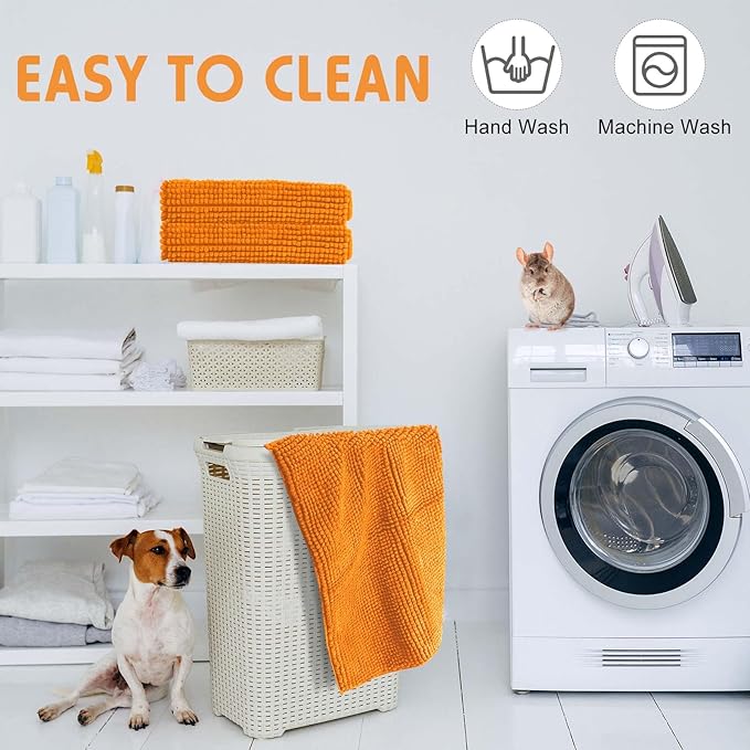 Amylove 4 Pcs Guinea Pig Cage Liner Washable Fleece Pee Pads Pet Dog Cat Bedding Training Mat for Small Animal Guinea Pig Puppy Bunny Hamster(16 x 24 Inch,Rectangular,Orange)