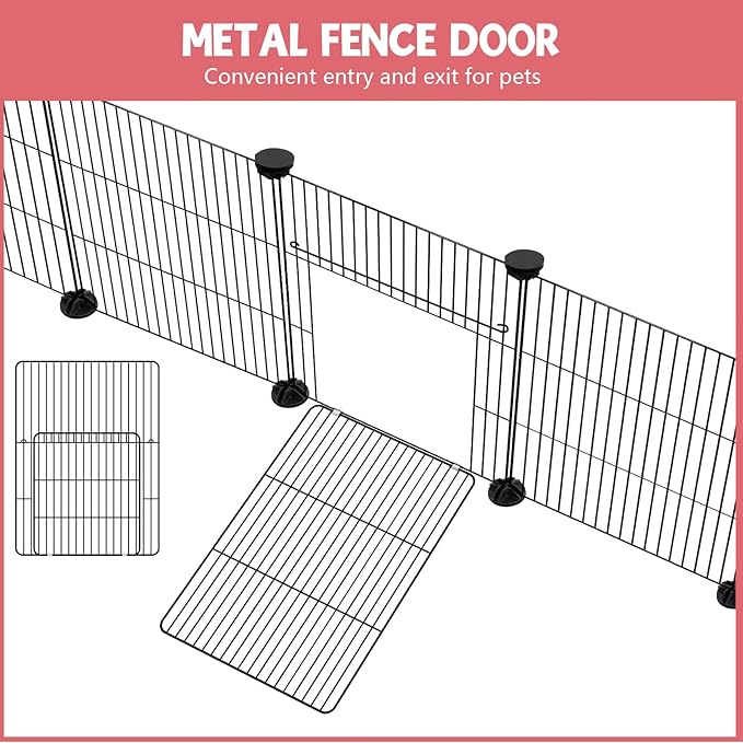 32 Panels Small Animal Playpen,47.5" x 23.7" x 31.5" Pet Playpen with Upgrade Waterproof Mat,C&C Cage for Guinea Pigs, Rabbit/Bunny Cage, Bunny/Puppy Play Pen, Indoor Outdoor Portable Metal Fence