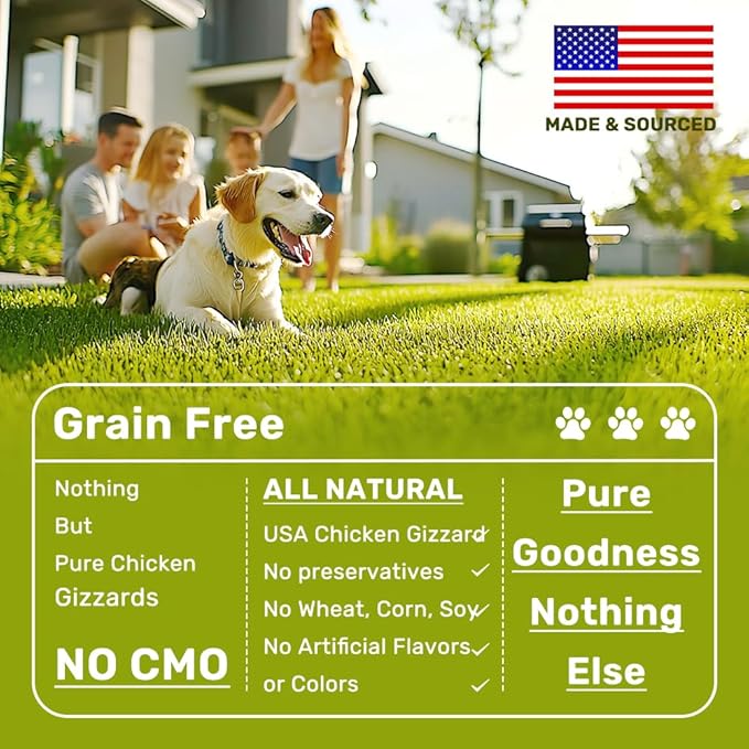 American Paws Dehydrated Chicken Gizzards Dog Treats, Only One Ingredient, No Additives, Made and Sourced in USA