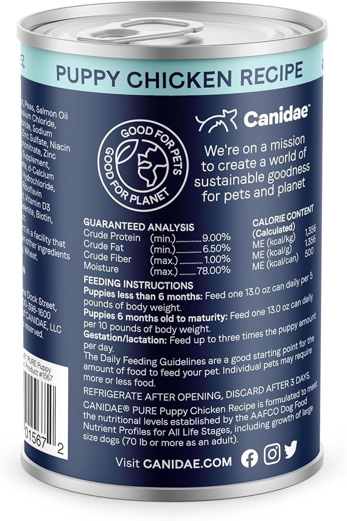 Canidae Pure Limited Ingredient Premium Puppy Wet Dog Food, Chicken Recipe, 13 oz. (Case of 12), Grain Free