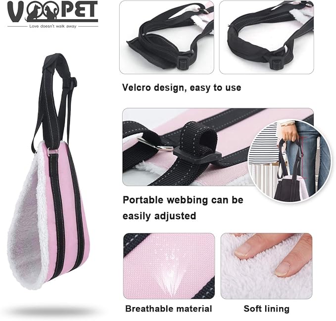 voopet Dog Sling, Help Lift Back Legs, Portable Hip Support Harness Assist Lift Dogs Rear for Canine Aid - Pet Lift Harness for Small Medium & Large Dogs Hind Leg Support Rehabilitation