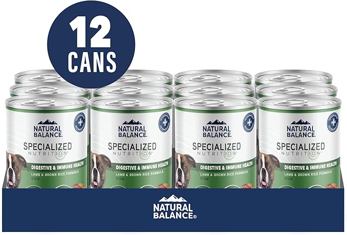 Natural Balance Specialized Nutrition Wet Dog Food Stew with Lamb and Brown Rice, Digestive & Immune Health Dog Food, Natural Ingredients with Added Vitamins & Minerals - 12.7 oz. (Case of 12)