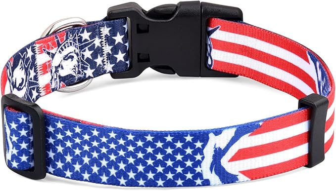 American Flag Dog Collar - Patriotic 5th of July Dog Collar - Themed Dog Collars for Independence Day - for Small Medium Large Dogs,S