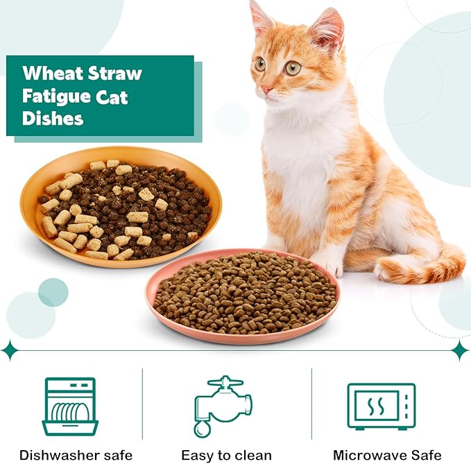 Gerrii 24 Pieces Fatigue Relief Cat Bowl 6 Inch Shallow Cat Food Dish Stray Wet Feeding Bowls Wide and Small Pet Plates for Ferrets Feral Short Legged Kitten Shelter(Assorted Color,Convention)