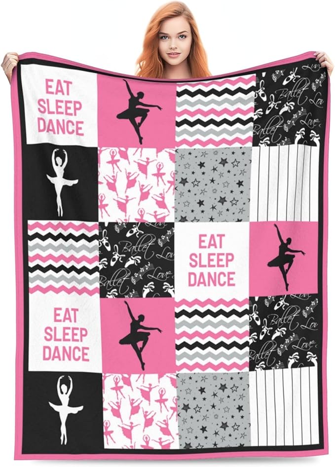 banonaty Dance Blanket Ballet Throw Blanket Cozy Fleece Flannel Plush Bedding Dancer Gifts for Girls Women Teen for Couch Sofa Bed Decor 50"X60"