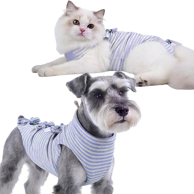 4 pcs Cat Surgery Recovery Suit, Dog Neuter Recovery Suit for Female Male Pets, Cat Onesie After Surgery Spay Neuter, Kitten Surgical Clothes, Bodysuit for Abdominal Wounds Skin Disease (Large)