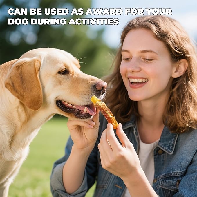 Dog Treats, Sweet Potato wrap Chicken Jerky Pack Healthy raw Skin no Doggie Snack Chicken Jerky Low-Fat, high-Protein Textured Snack for Medium-Sized and Small to Large Dogs (32 Ounces)