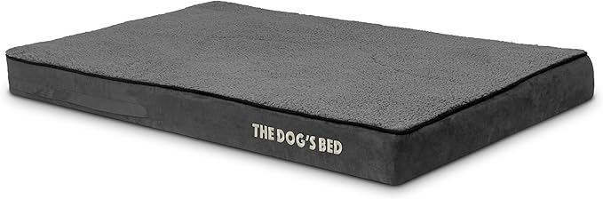 The Dog’s Bed Orthopedic Memory Foam Dog Bed for XL Dogs, Waterproof Washable Cover, Anti-Slip Base, Calming Surface – CertiPUR-Certified Foam, Grey Plush, 4 Inch Thick