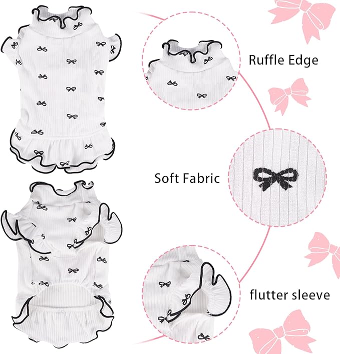 Small Dog Clothes Extra Small Dogs Spring Summer Dress Cute Soft and Breathable Outfits for Female Chihuahua Shih Tzu Yorkshire Puppy Cats (White Dress, X-Small)