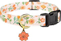 Cotton Handmade Dog Collar Cute and Distinctive Patterns Pink Sunflower with Pendant for Girl Boy Dogs Collars S