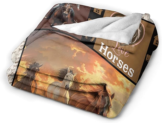Horse Blanket Horse Throw Blanket Gifts for Kids Girls Boys Adults Women Man Super Soft Cozy Plush Fluffy Fuzzy Fleece Blanket Decor 40''X50''