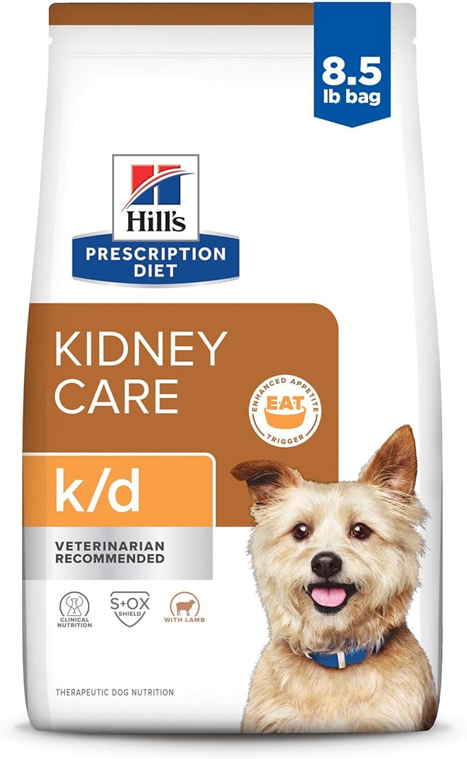Hill's Prescription Diet k/d Kidney Care with Lamb Dry Dog Food, Veterinary Diet, 8.5 lb. Bag