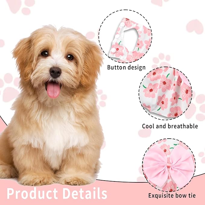 5 Pcs Dog Dresses Floral Puppy Cat Pet Dresses Dog Bowknot Dresses for Large Dogs Girls Puppy Summer Floral Skirts Outfits Cute Princess Pet Dress for Female Yorkie Cats Dogs Pets