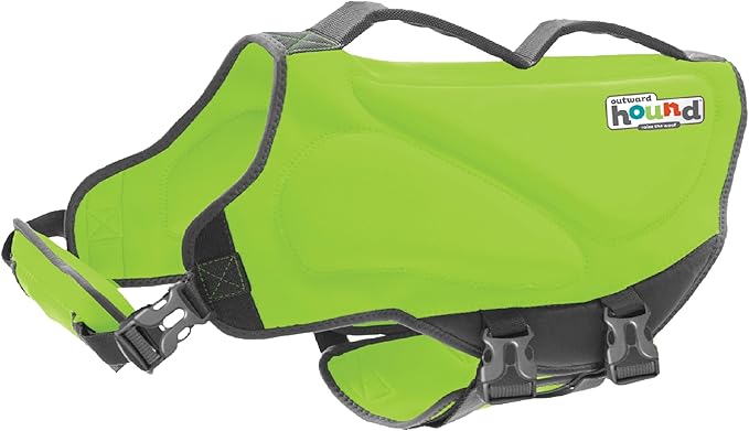 Outward Hound Dawson Swim Green Dog Life Jacket, Medium