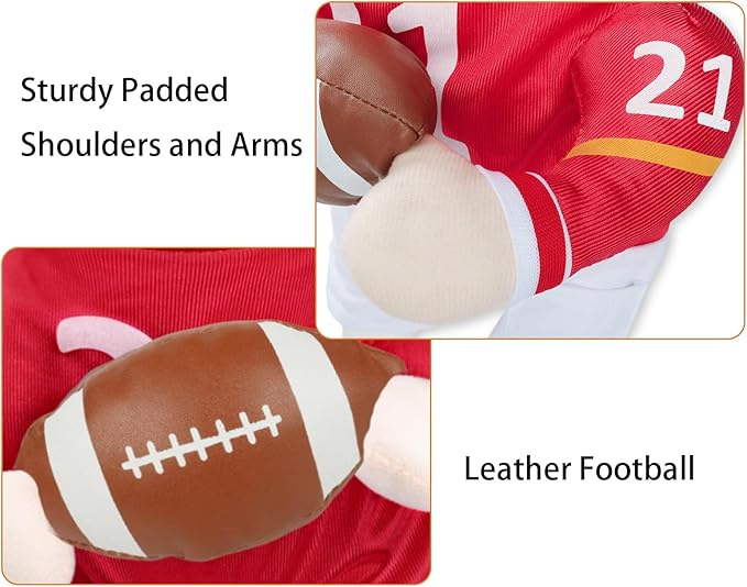 DELIFUR Football Player Dog Costume - Adjustable Funny Halloween Costume for Cat and Puppy (Football, X-Small)