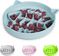Silicone Cat Slow Feeder Bowl with Suction Cups, Puzzle Feeder, Interactive Toys for Cats, Reduces Overeating (Blue, 1 Cup)